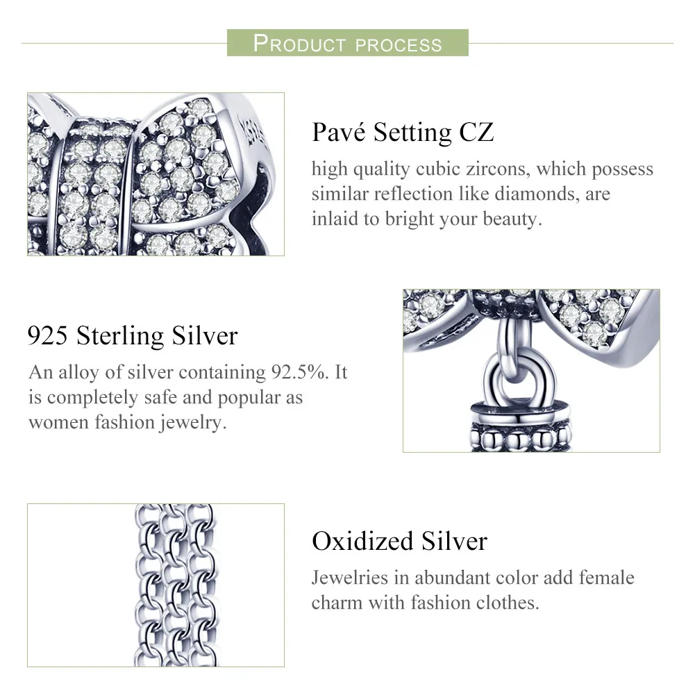 Pandora Style Silver Bowknot Dangle - SCC1016