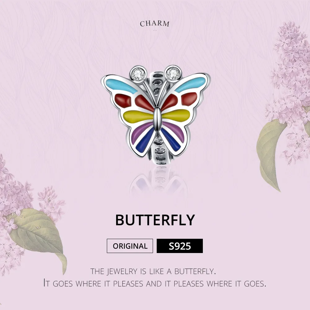 Pandora Style Silver Butterfly Charm - SCC1195