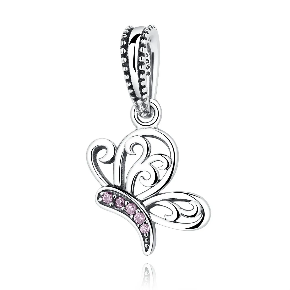 pandora style silver butterfly dangle scc045