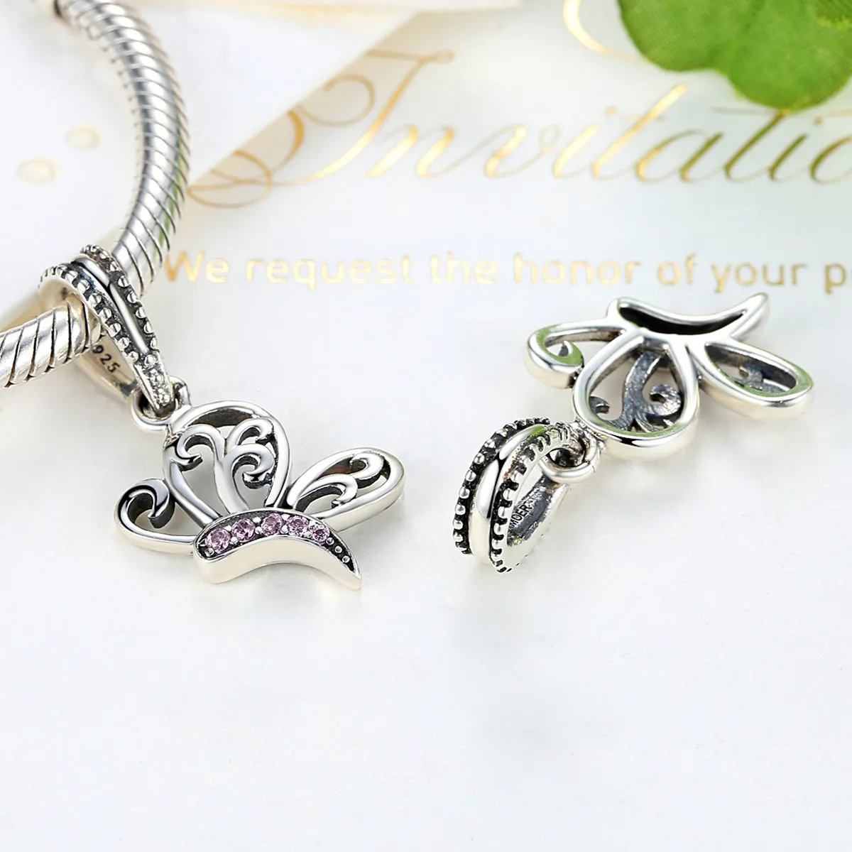 Pandora Style Silver Butterfly Dangle - SCC045