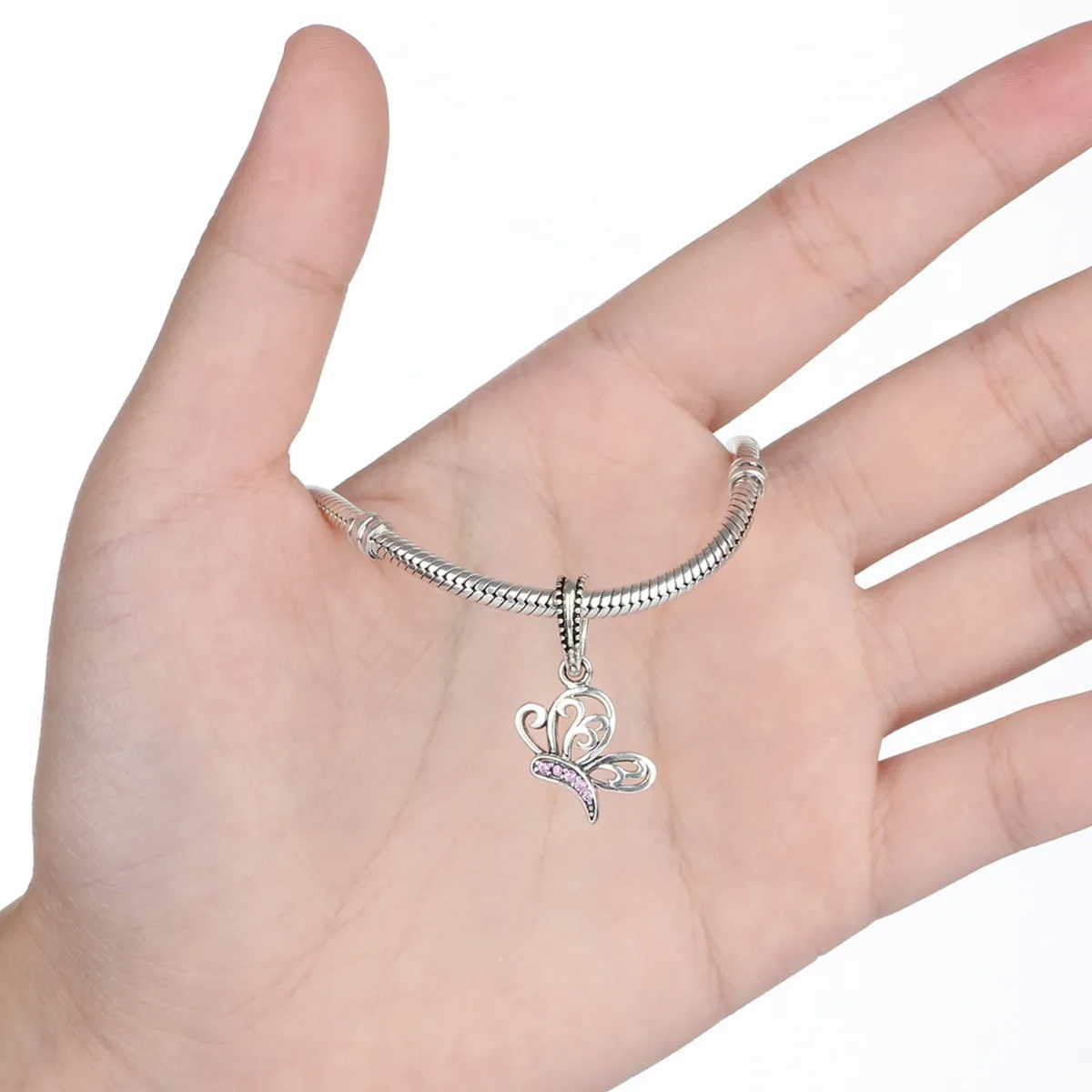 Pandora Style Silver Butterfly Dangle - SCC045