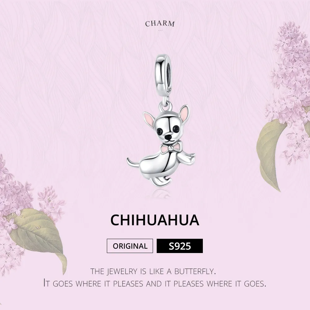Pandora Style Silver Chihuahua Dangle - SCC1317
