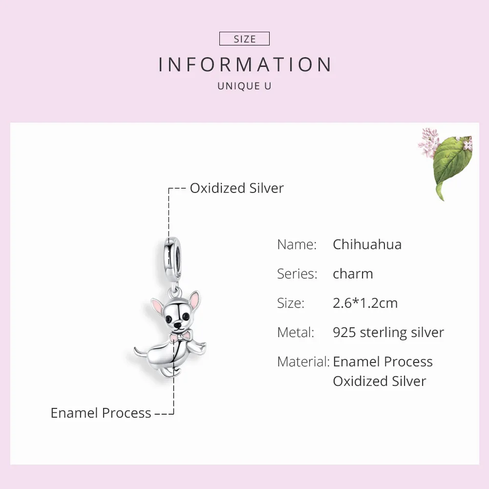Pandora Style Silver Chihuahua Dangle - SCC1317