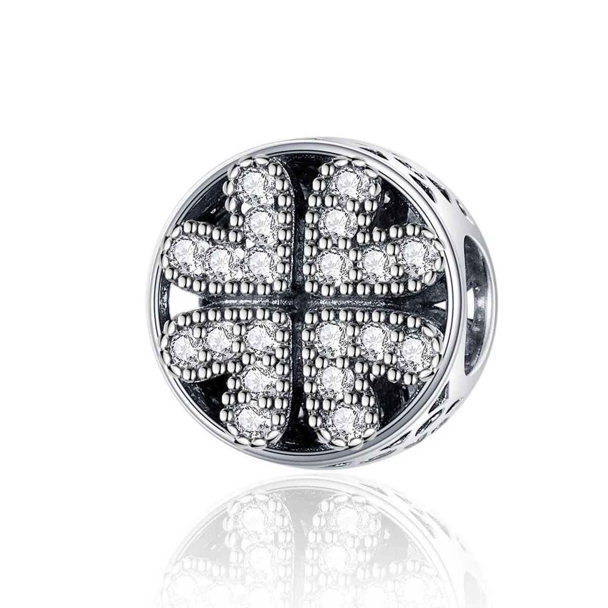 pandora style silver clover heart charm scc1185