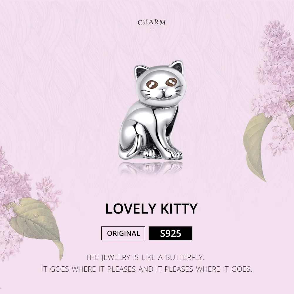 Silver Cat Head Charm  Compatible with Pandora Bracelets – Planet Charms