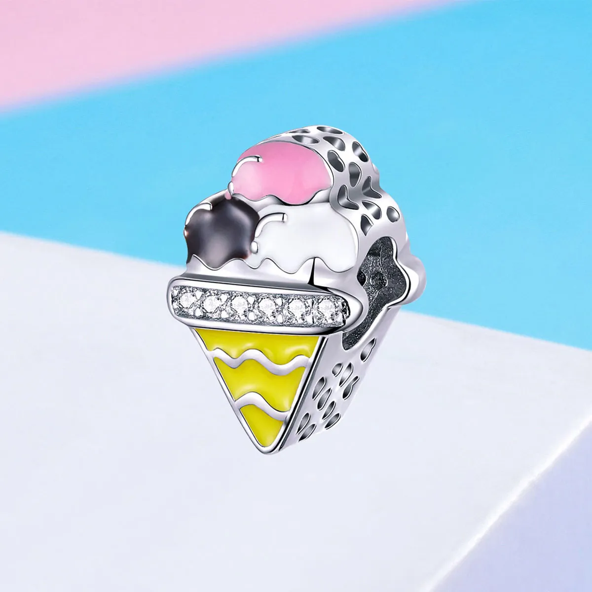 Pandora Style Silver Cute Ice Cream Charm - SCC1129