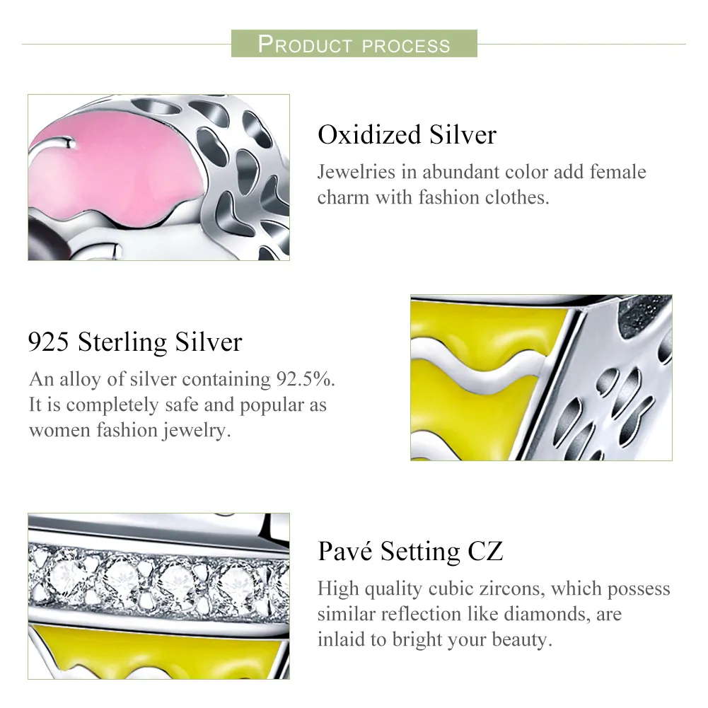Pandora Style Silver Cute Ice Cream Charm - SCC1129