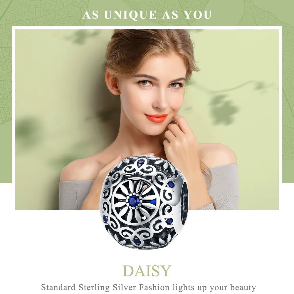 Pandora Style Silver Daisy Charm - SCC1119