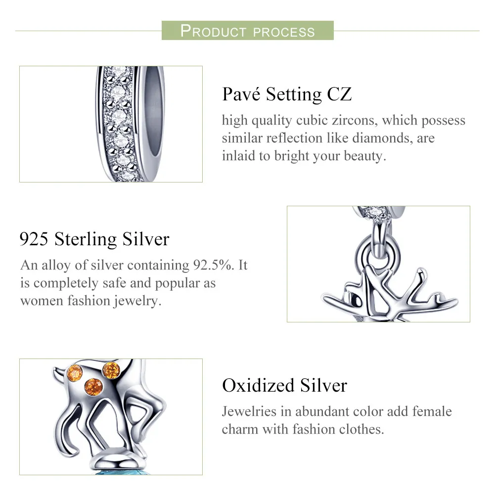 Pandora Style Silver Elk Dangle - SCC1010