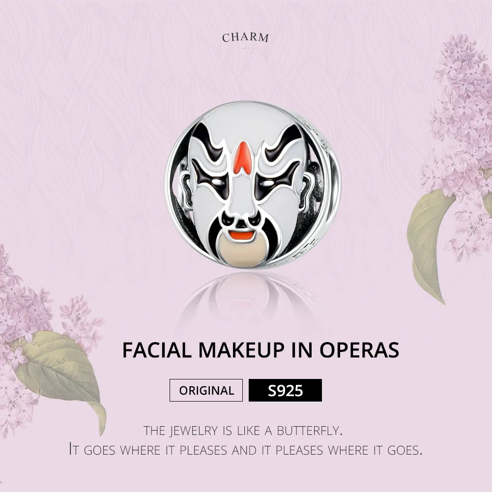 Pandora Style Silver Facial Makeup In Beijing Operas Charm - SCC1193