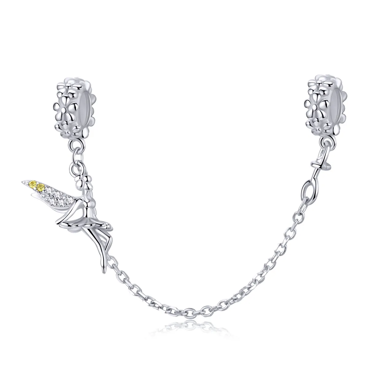 pandora style silver flower elf safety chain scc1278