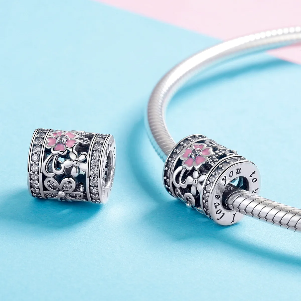 Pandora Style Silver Flower Language Charm - SCC1079