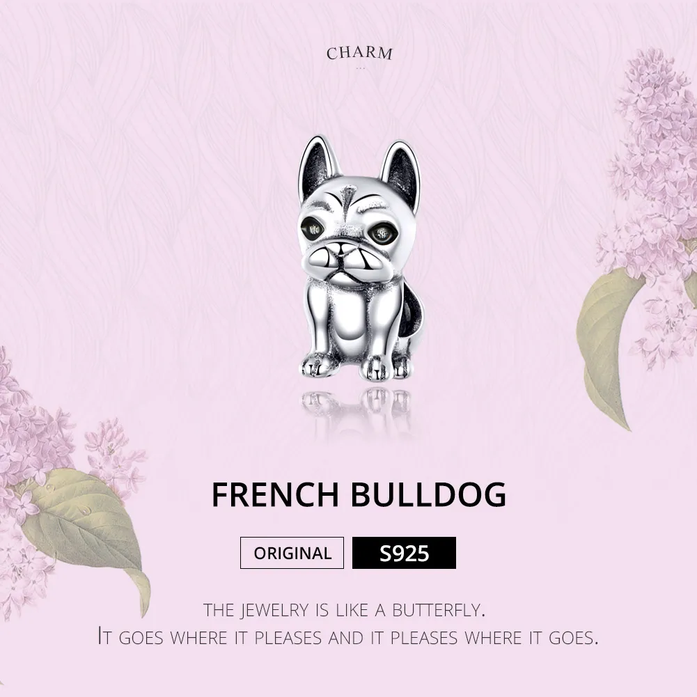 Pandora Style Silver French Bulldog Charm - SCC1306