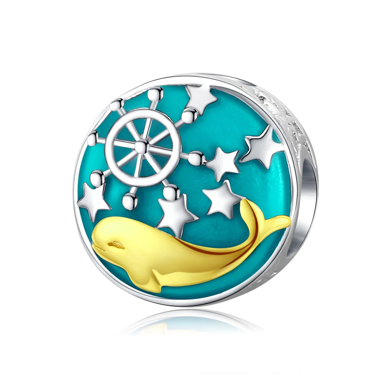 Pandora Style Silver & Gold-Plated Baby Whale Charm - SCC1296