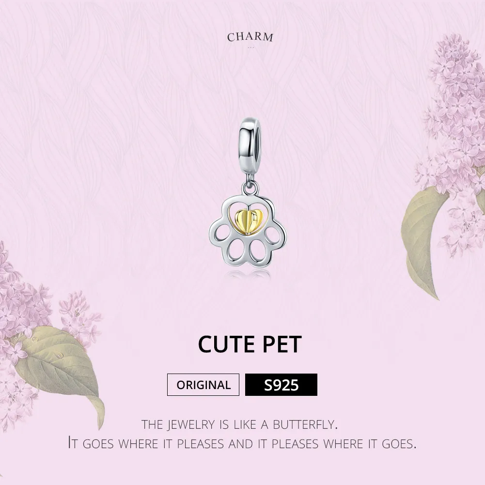 Pandora Style Silver & Gold-Plated Cure Pet Dangle - SCC1251
