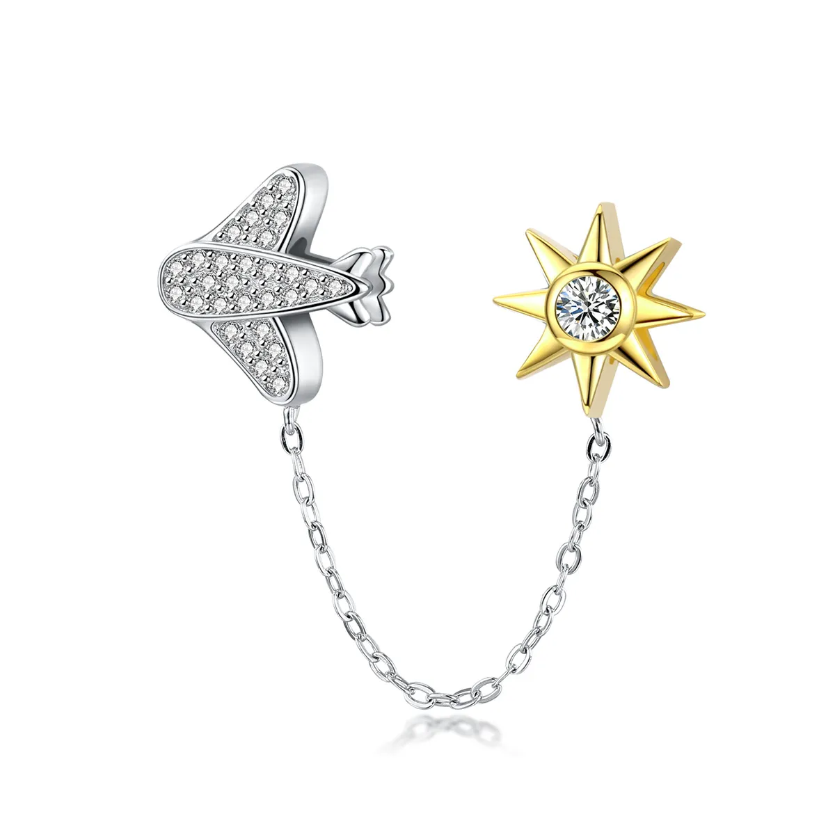 Pandora Style Silver & Gold-Plated Fly In The Starry Night Safety Chain - SCC1243