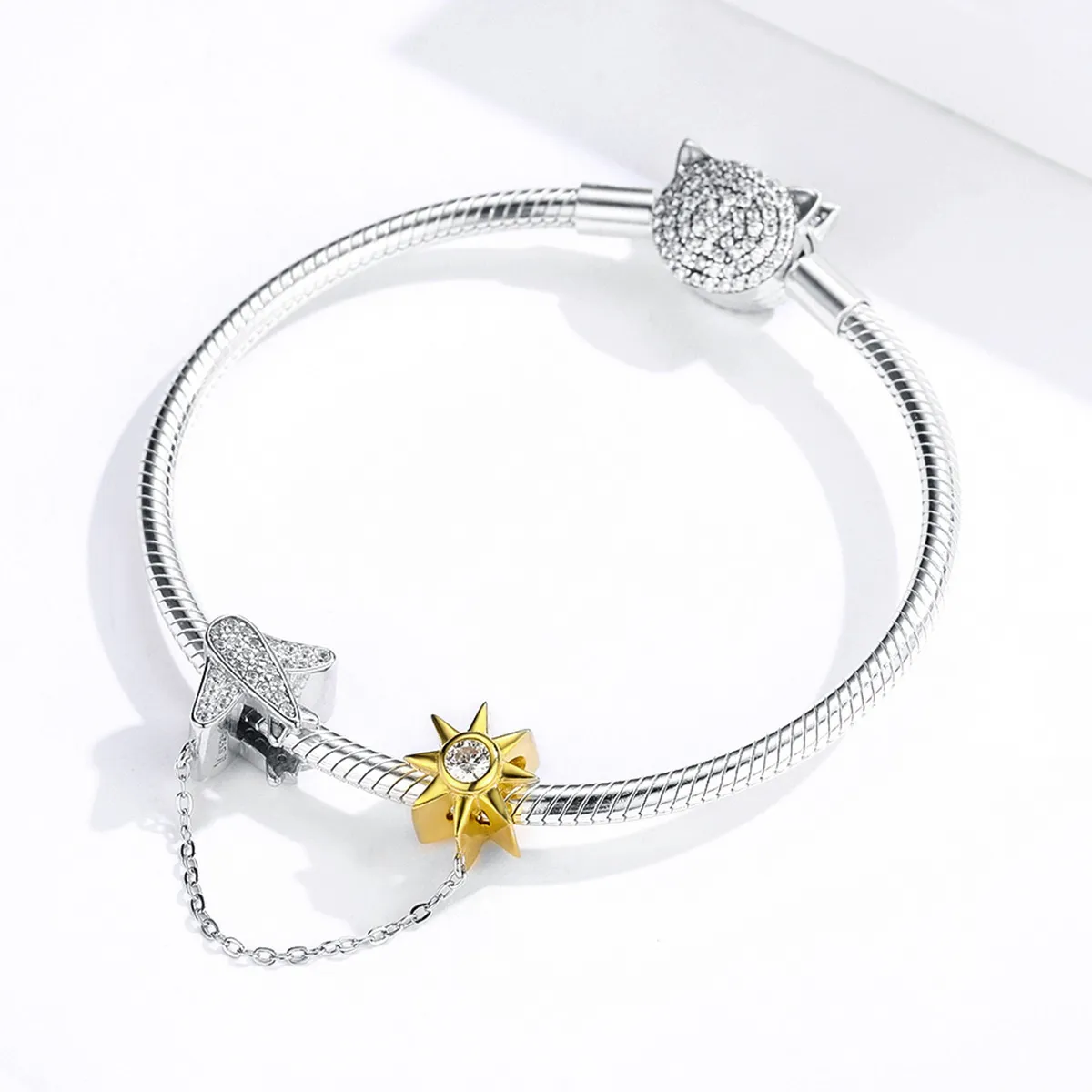 Pandora Style Silver & Gold-Plated Fly In The Starry Night Safety Chain - SCC1243