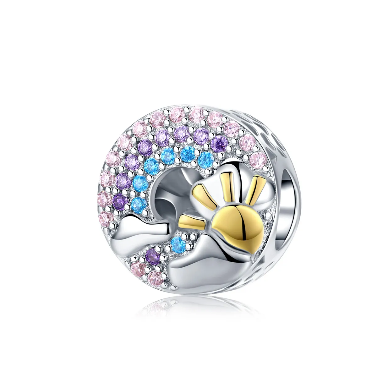 pandora style silver gold plated rainbow sun charm scc1255