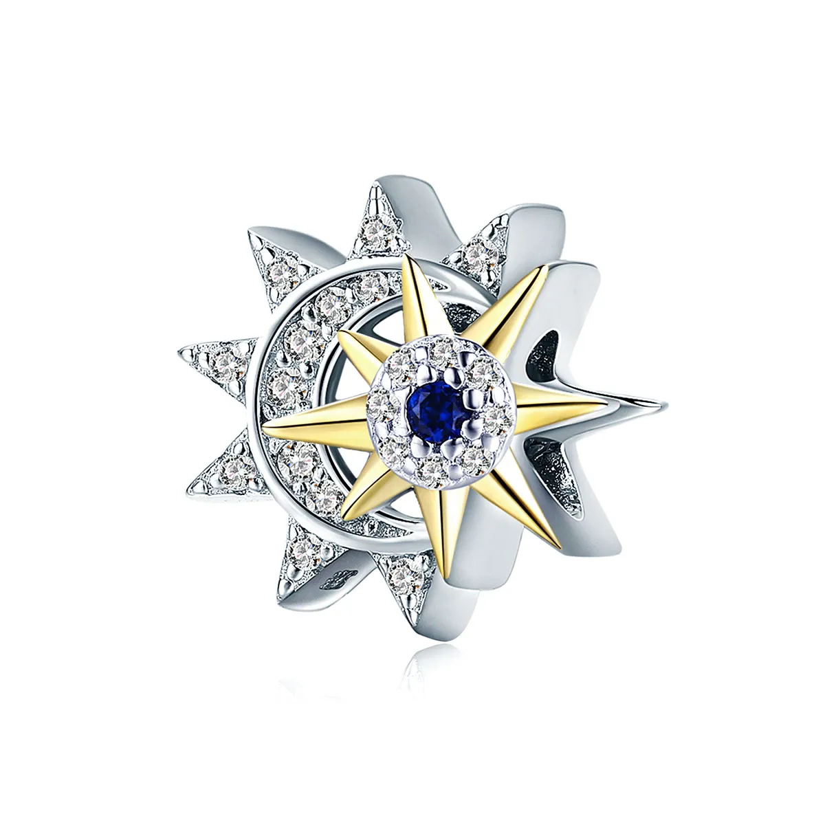 Pandora Style Silver & Gold-Plated Sun Meets Moon Charm - SCC1137