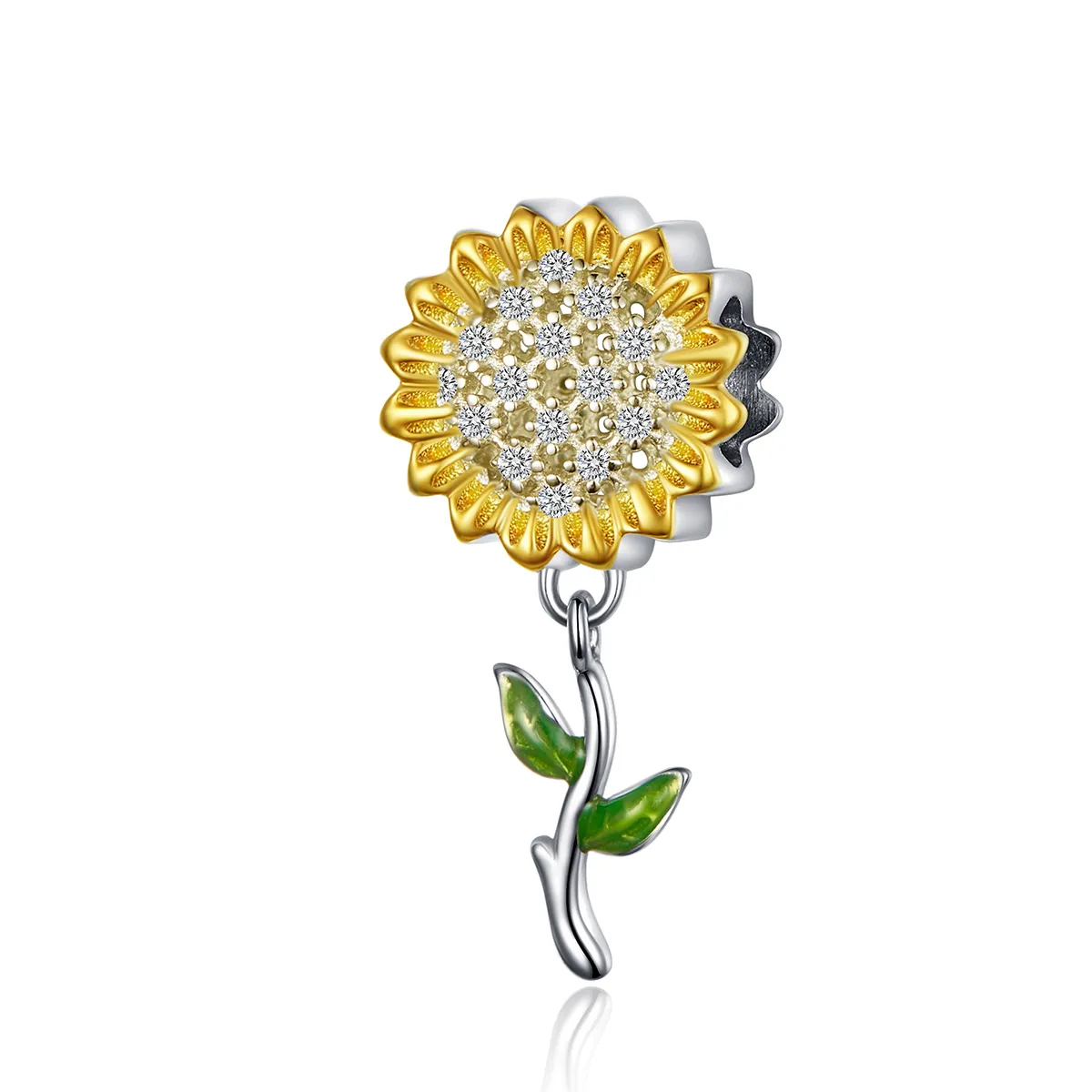 Pandora Style Silver & Gold-Plated Sunflower Dangle - SCC1211