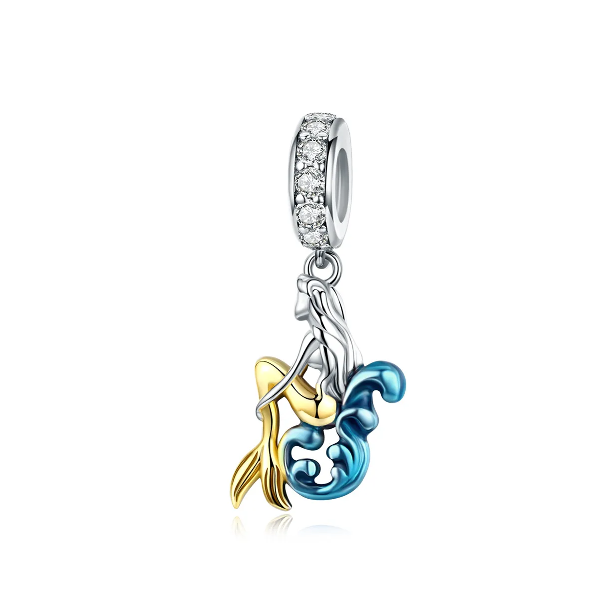 pandora style silver gold plated waiting mermaid dangle scc1166