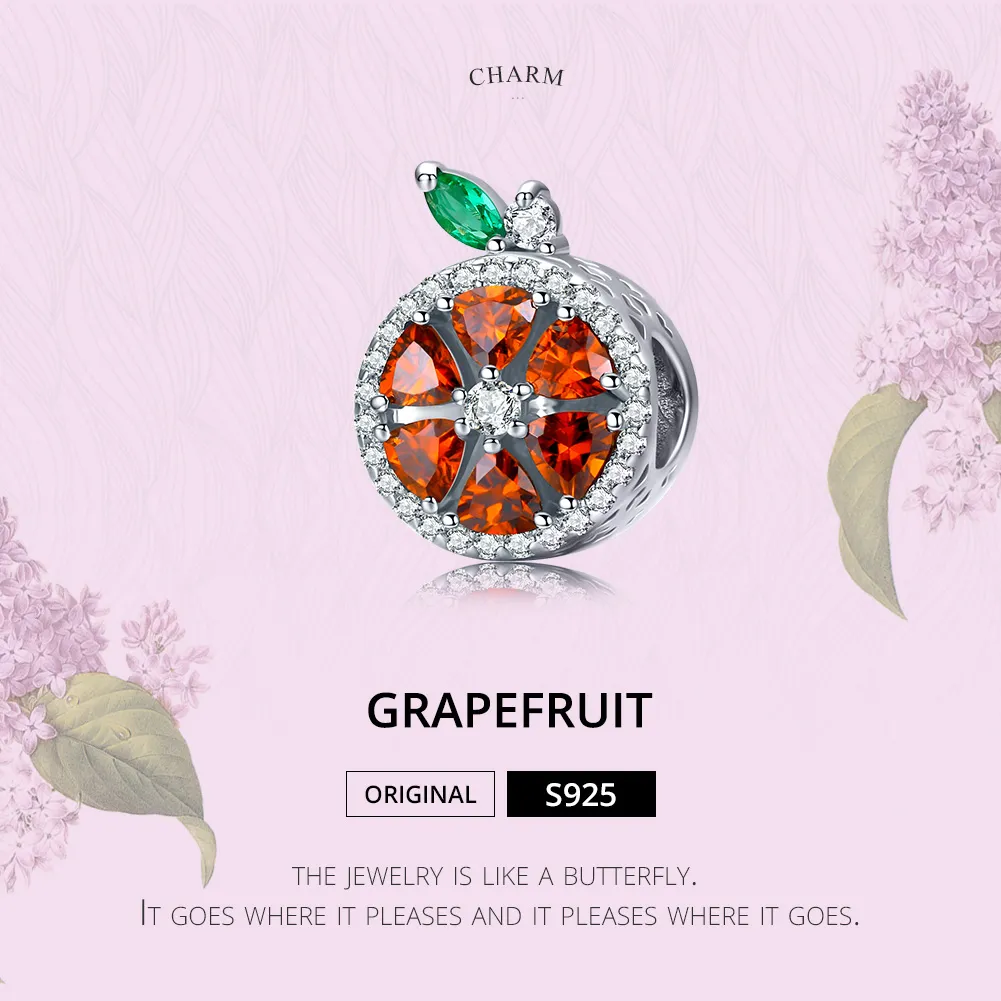 Pandora Style Silver Grapefruit Charm - SCC1277