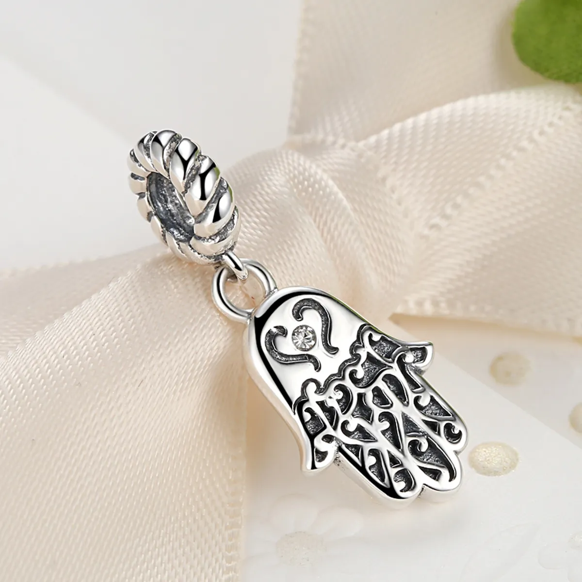 Pandora Style Silver Hamsa Hand Dangle - SCC031