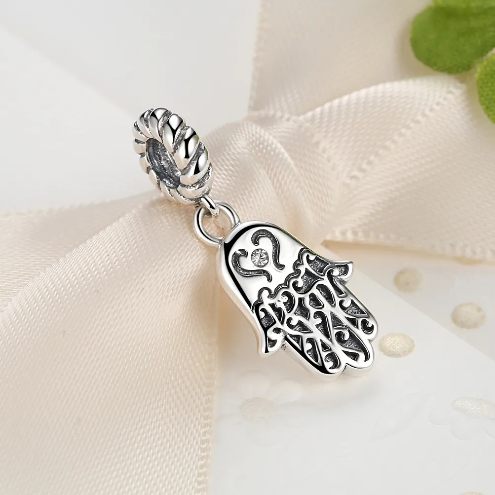 Pandora Style Silver Hamsa Hand Dangle - SCC031