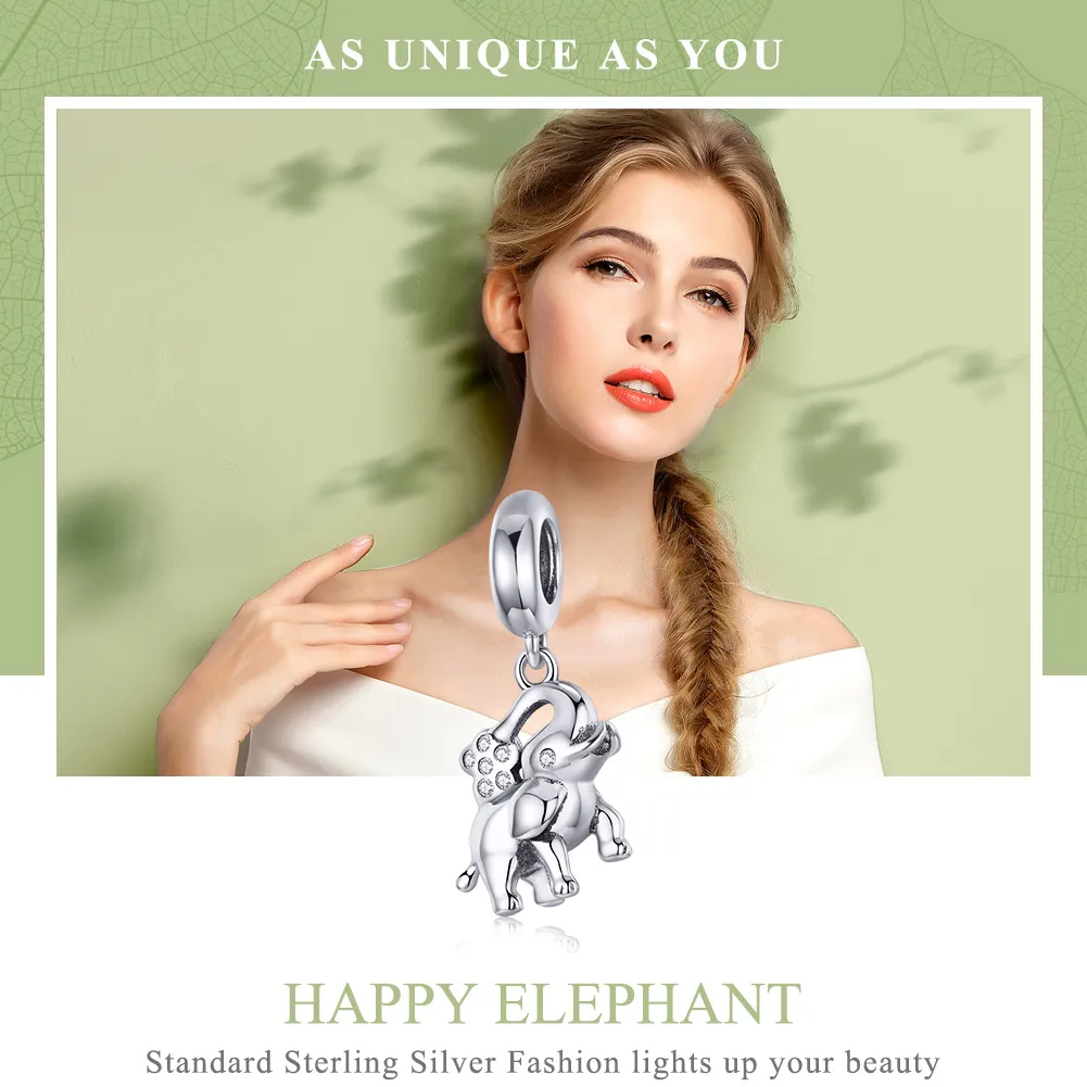 Pandora Style Silver Happy Elephant Dangle - SCC1059