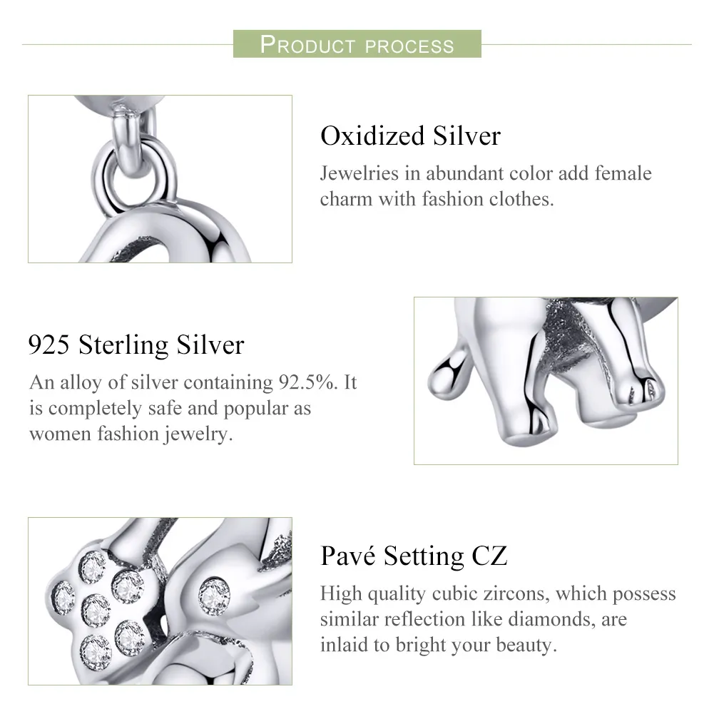 Pandora Style Silver Happy Elephant Dangle - SCC1059