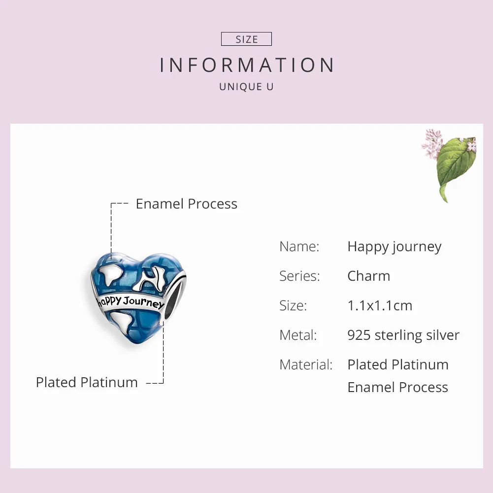 Pandora Style Silver Happy Journey Charm - SCC1176