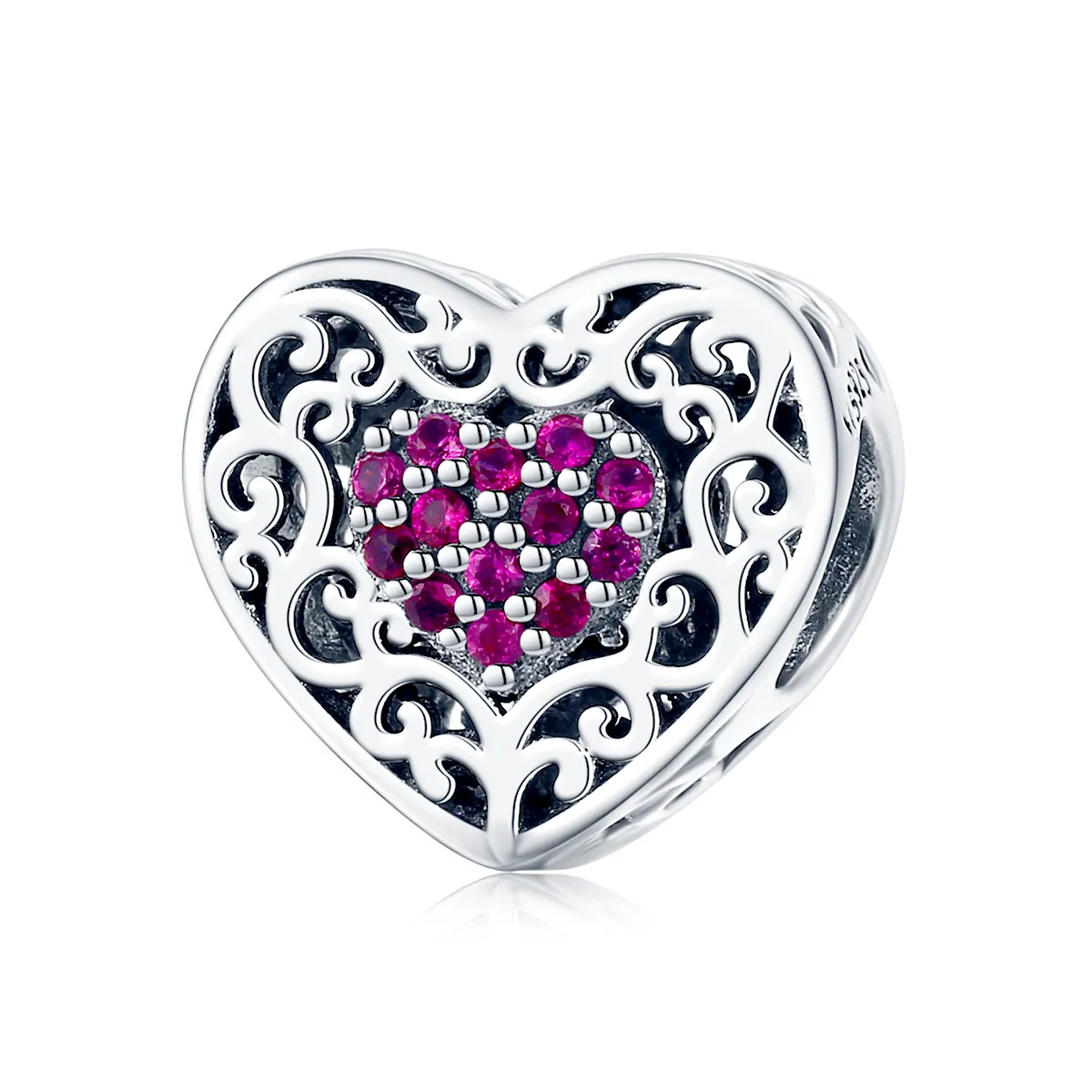 pandora style silver heart charm scc1109