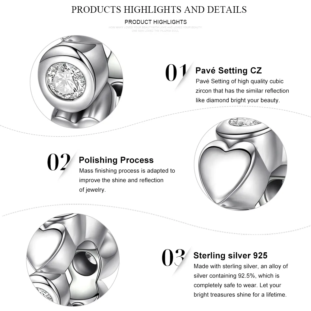 Pandora Style Silver Heart Love Spacer - SCC131
