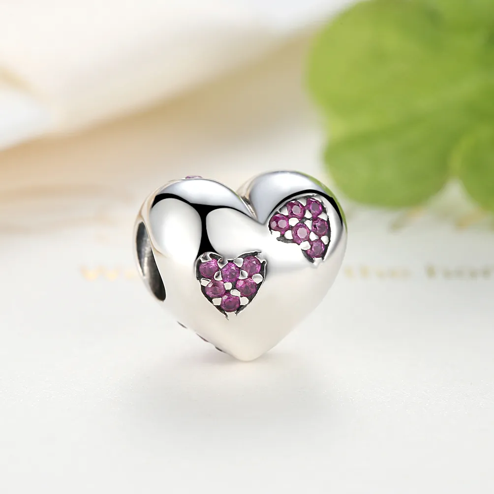 Pandora Style Silver Hearts Charm - SCC012