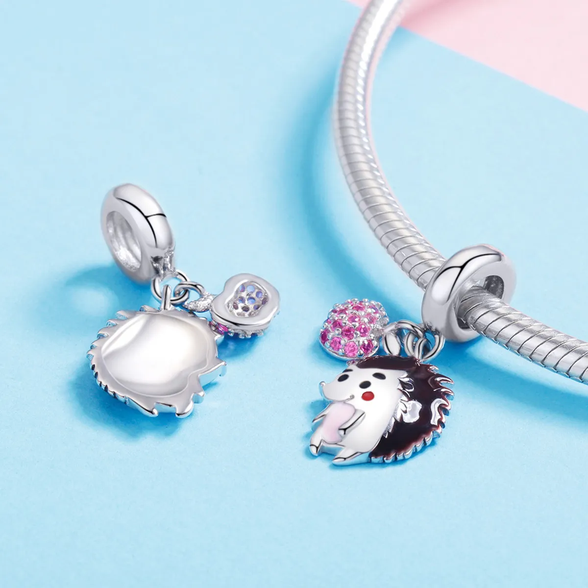 Pandora Style Silver Hedgehog & Fruit Dangle - SCC1061