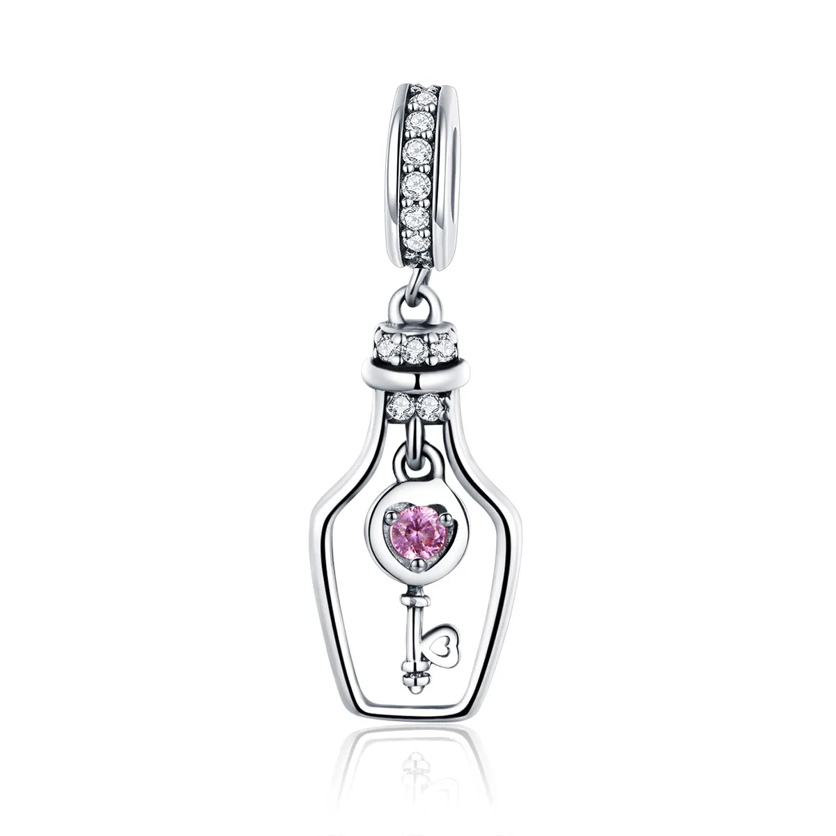 Pandora Style Silver Key Drift Bottle Dangle - SCC1071