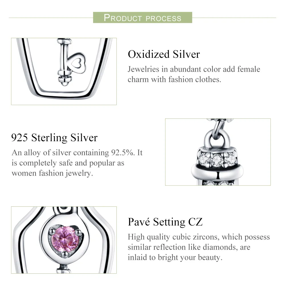 Pandora Style Silver Key Drift Bottle Dangle - SCC1071