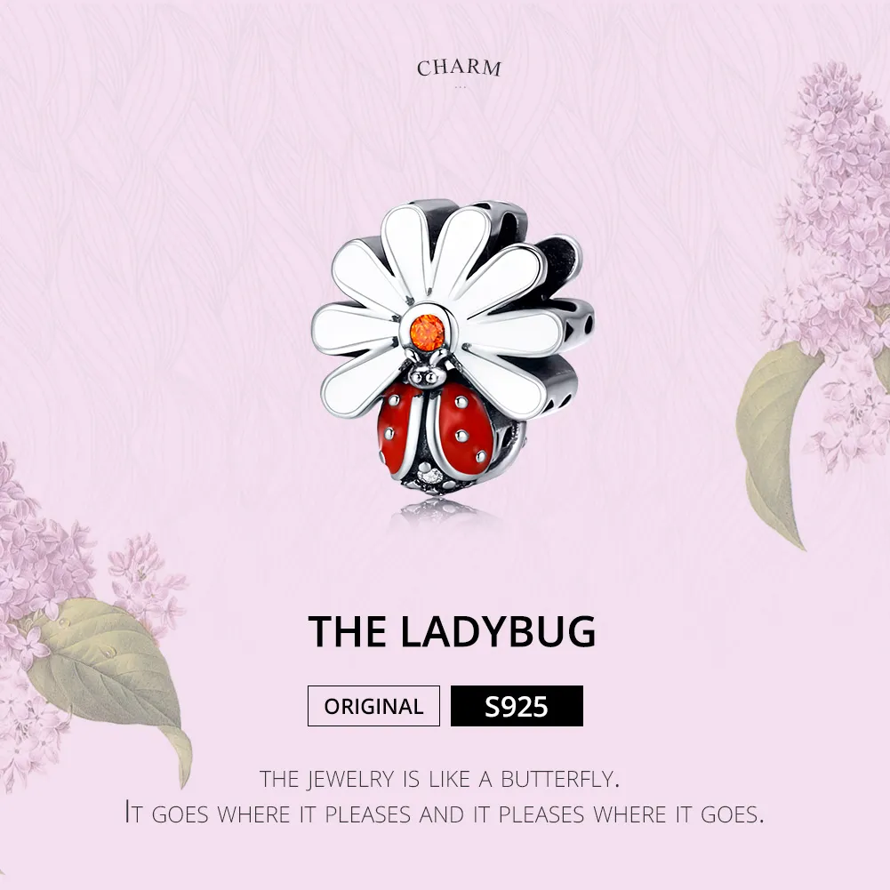 Pandora Style Silver Ladybug Charm - SCC1276