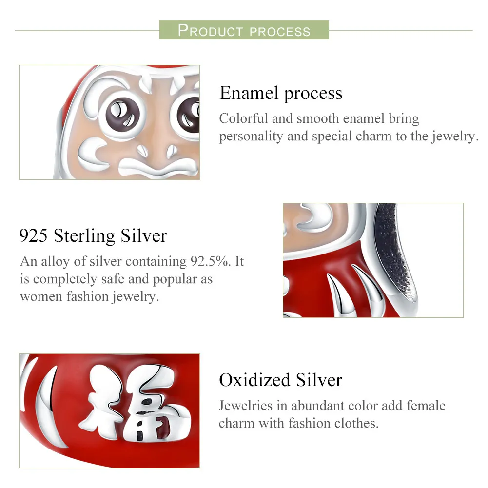 Pandora Style Silver Little Daruma Charm - SCC1087