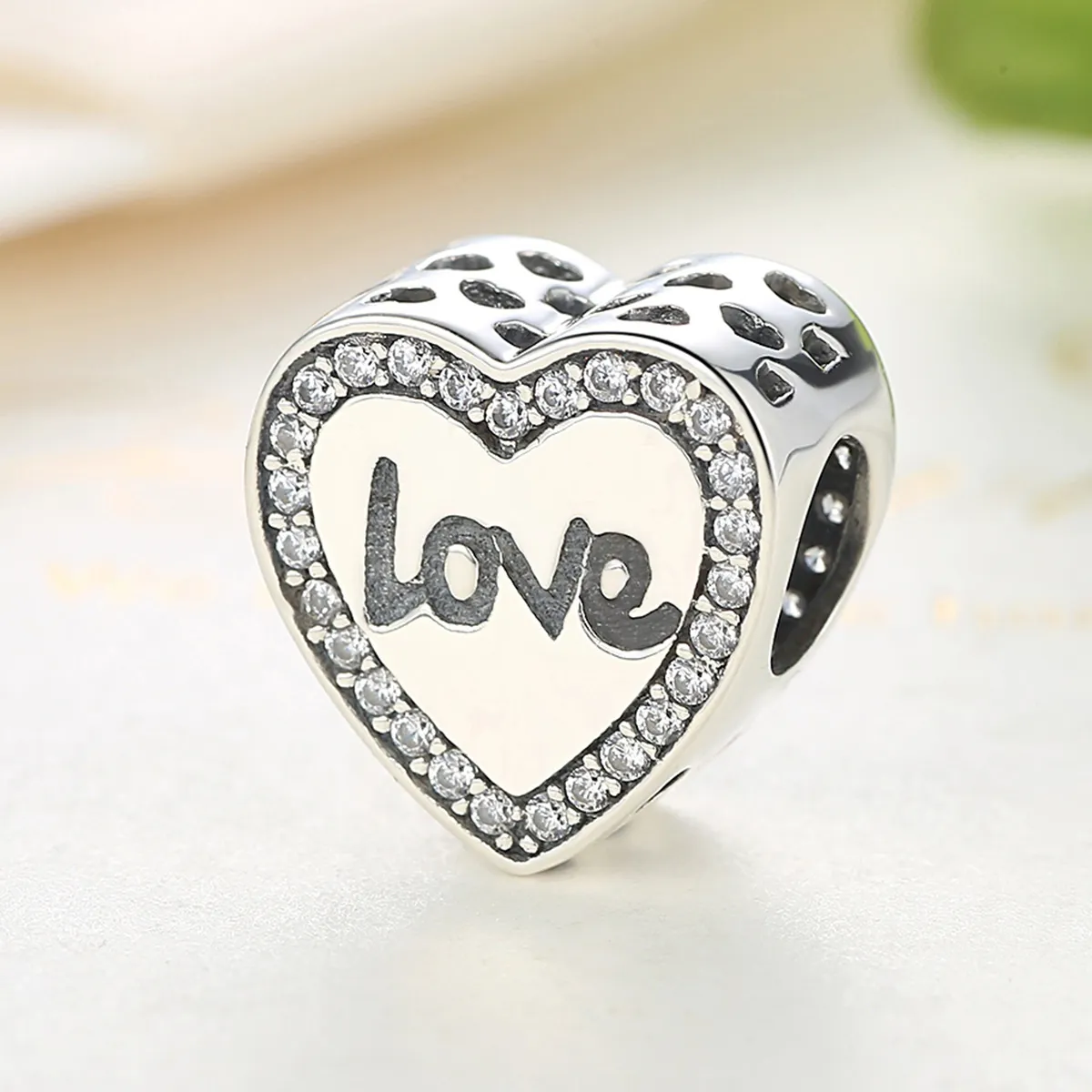 Pandora Style Silver Love Heart Charm - SCC089
