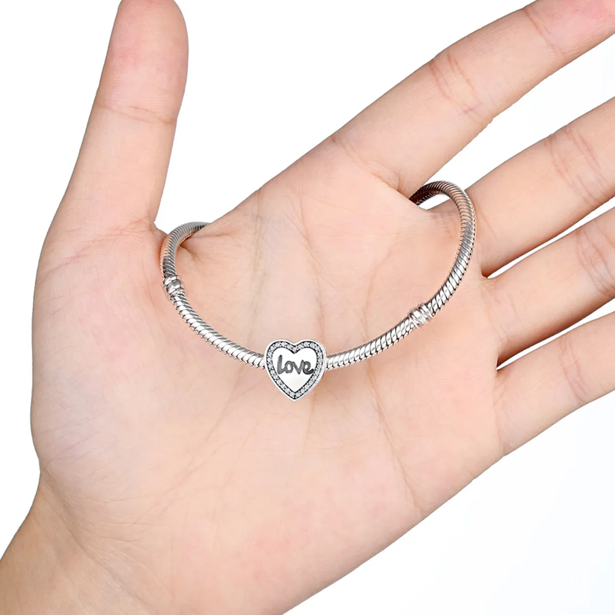 Pandora Style Silver Love Heart Charm - SCC089