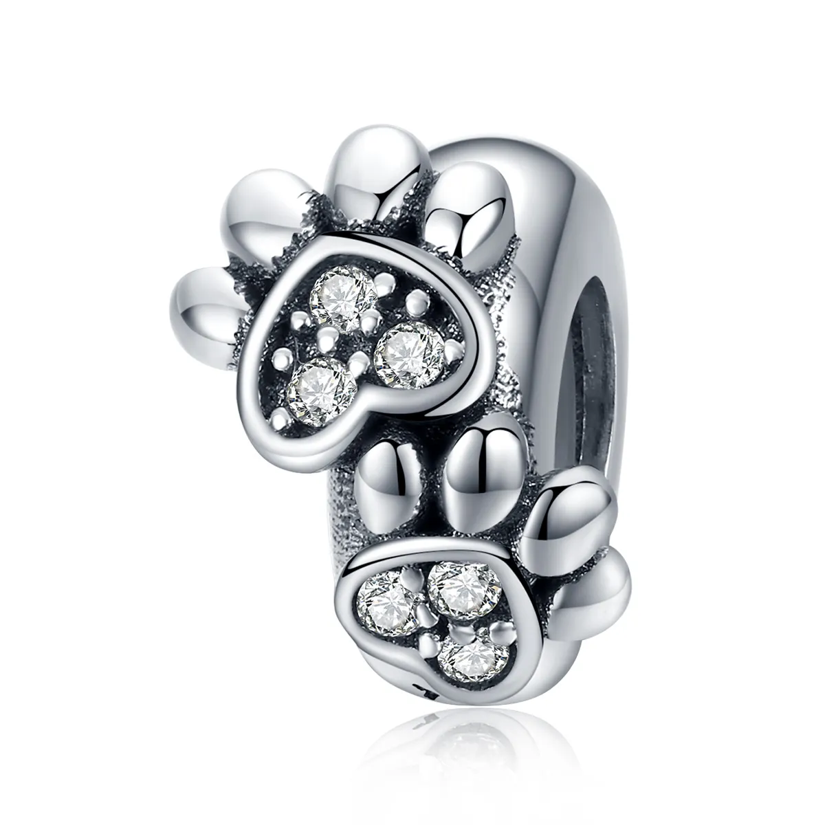 Pandora Style Silver Lovely Cat Paw Spacer - SCC1312