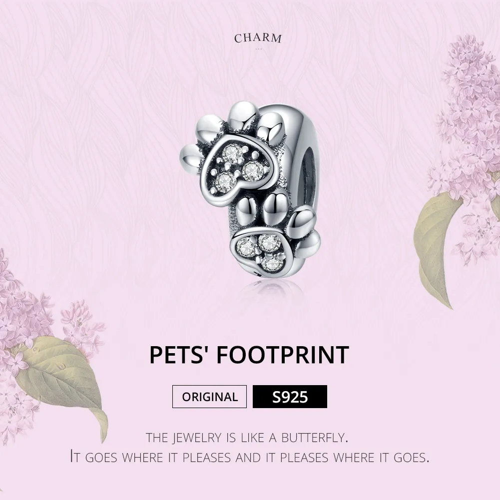 Pandora Style Silver Lovely Cat Paw Spacer - SCC1312