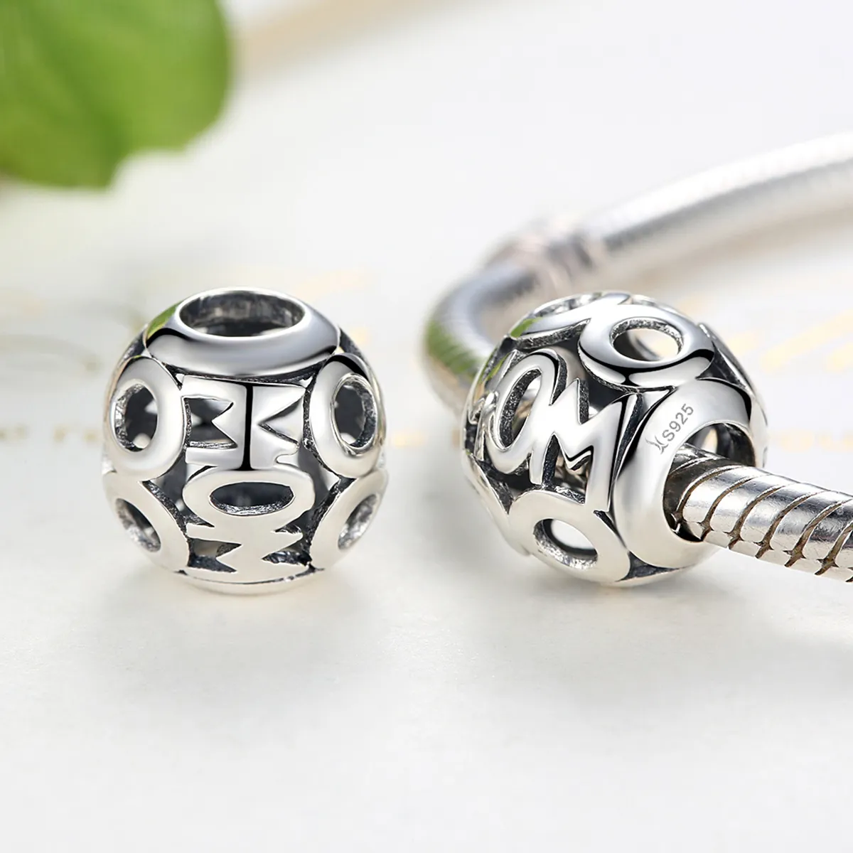 Pandora Style Silver Openwork Mom Charm - SCC060