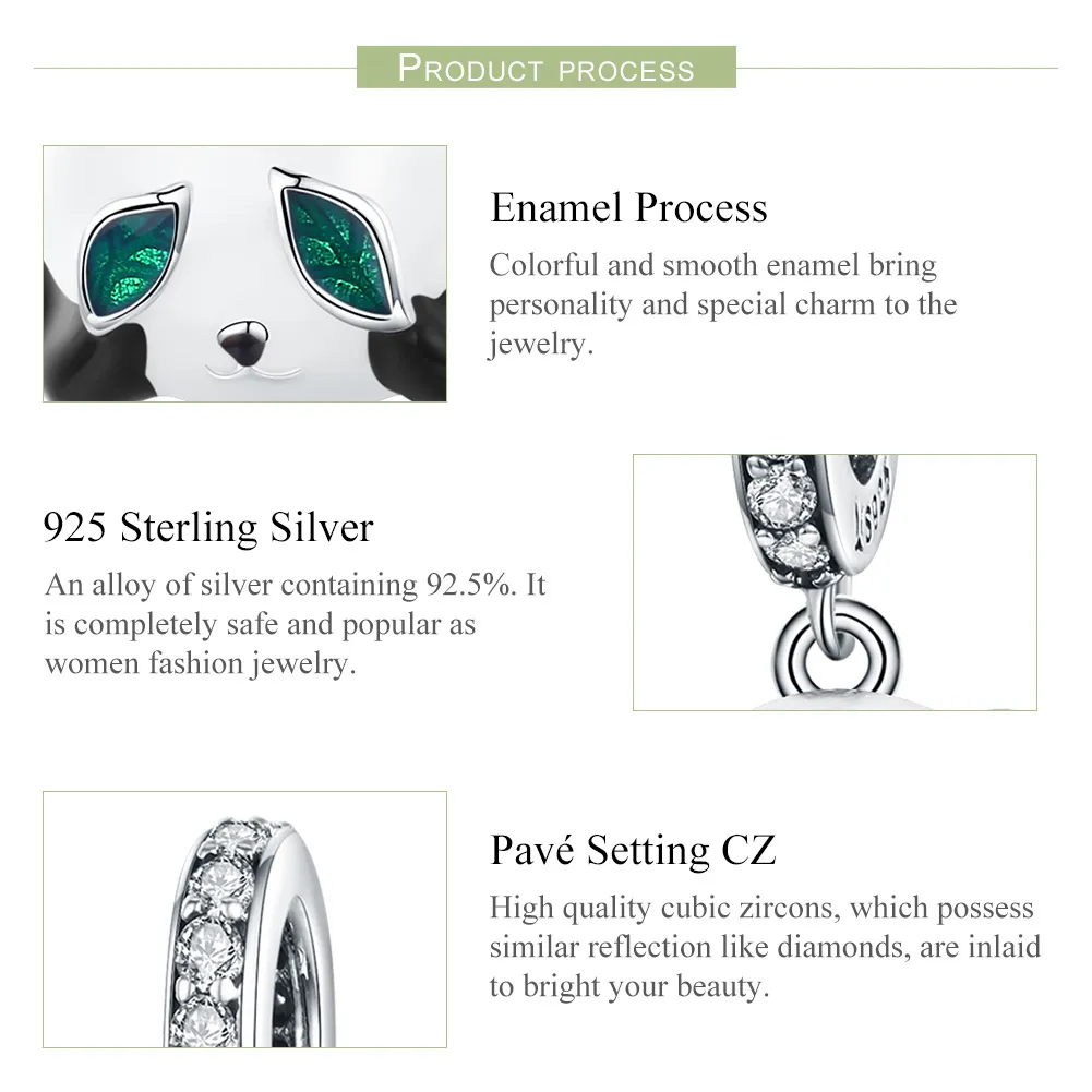 Pandora Style Silver Panda Dangle - SCC1096