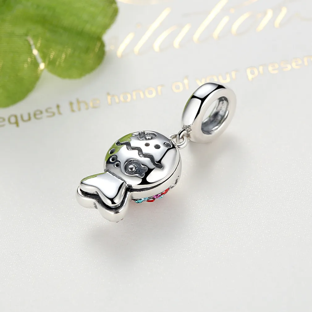 Pandora Style Silver Pavé Fish Dangle - SCC034