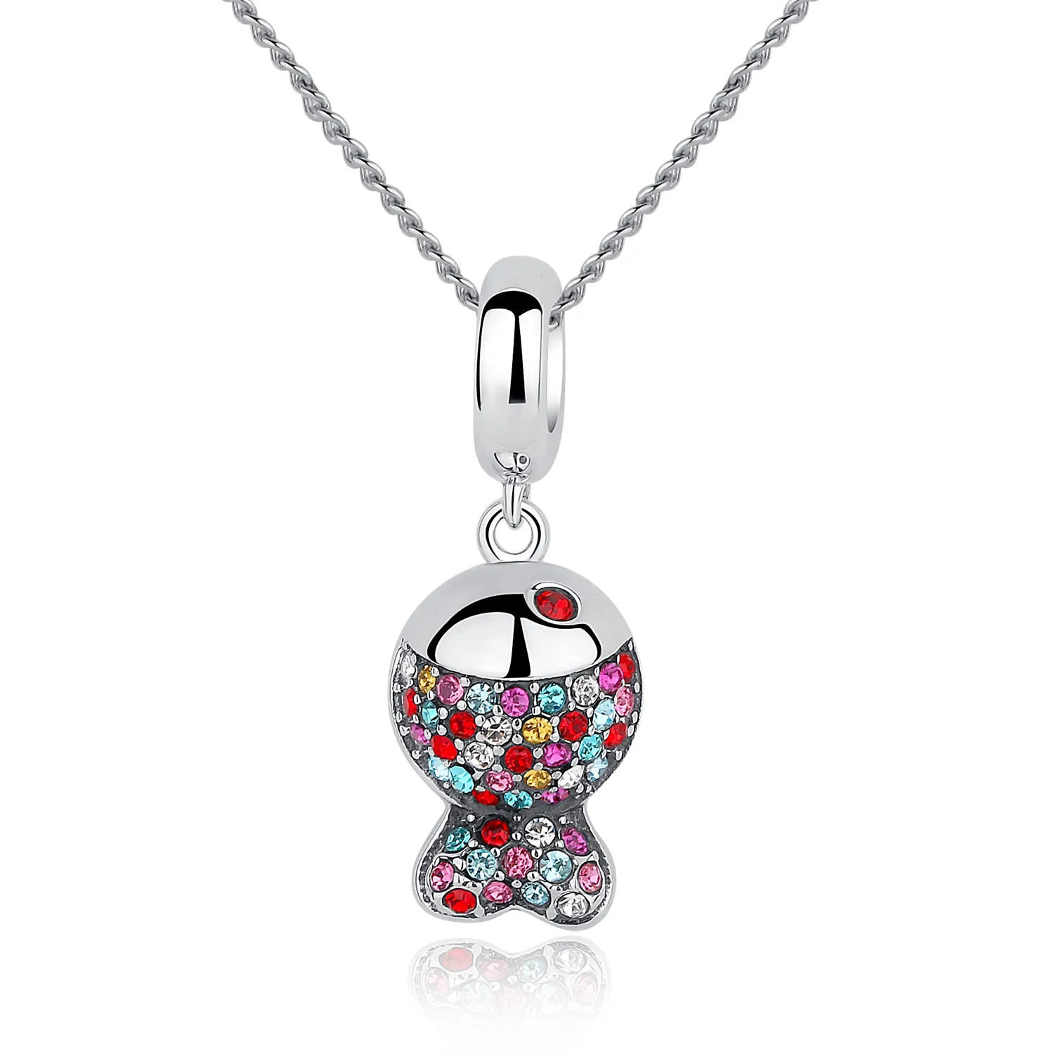 Pandora Style Silver Pavé Fish Dangle - SCC034