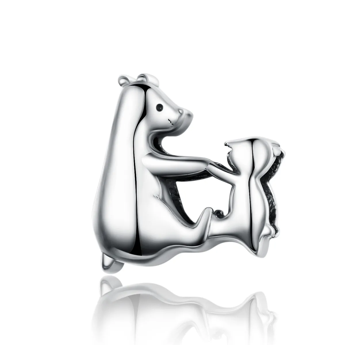 Pandora Style Silver Polar Bear Mother and Child Charm - SCC1207