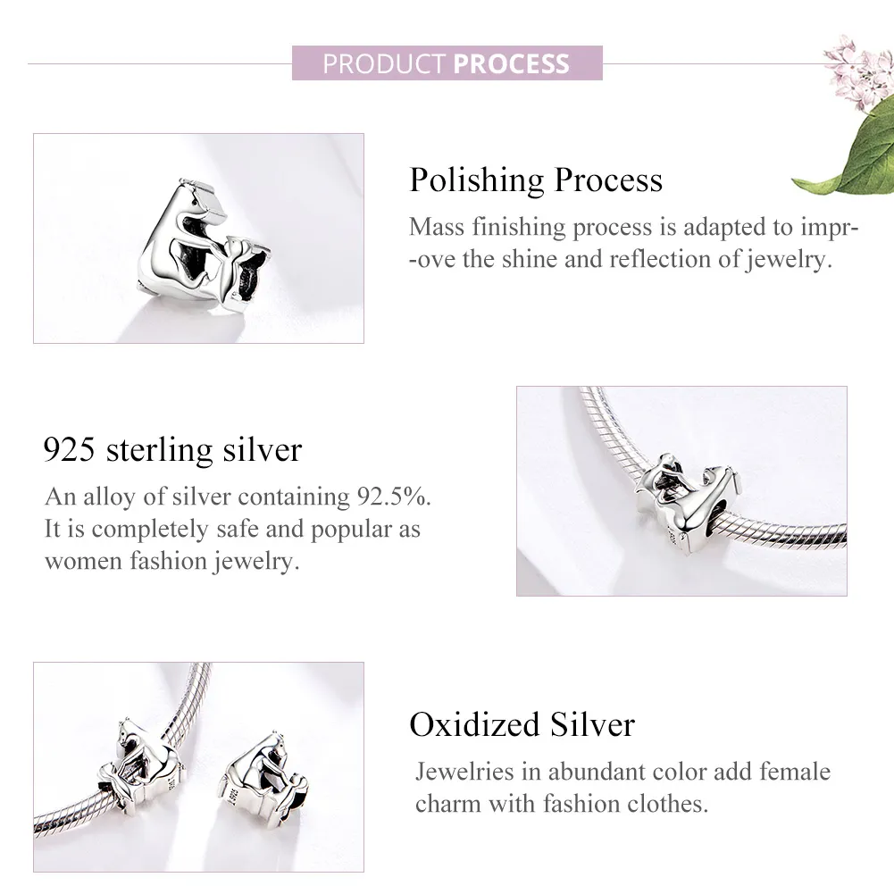 Pandora Style Silver Polar Bear Mother and Child Charm - SCC1207