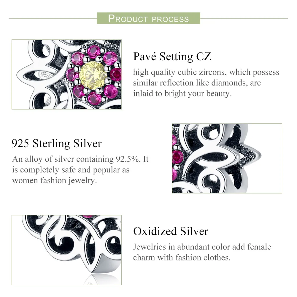 Pandora Style Silver Retro Kaleidoscope Charm - SCC1108